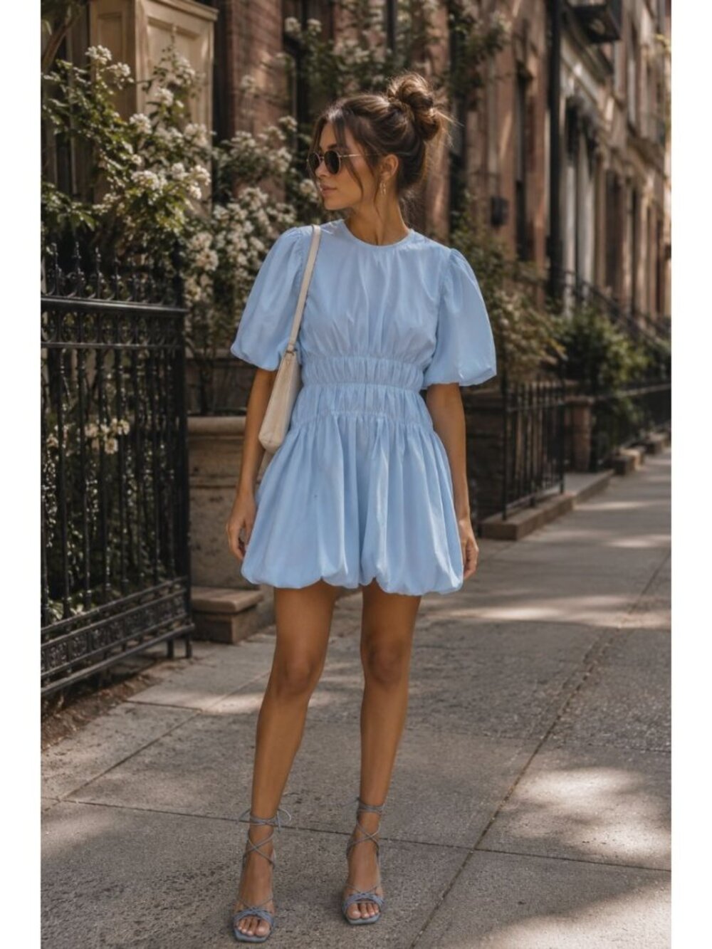 Jonathan SIMKHAI Echo Pleated Organdy Bubble Hem Mini Dress 8 Coquette